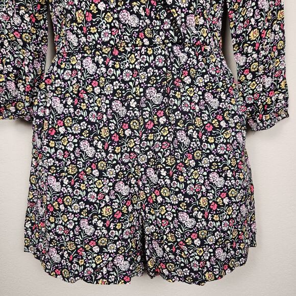 Ann Taylor LOFT Garden Wrap Romper Floral Print Long Sleeve Pockets XS Petite - Picture 7 of 16